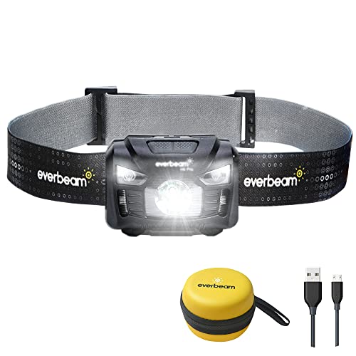 Everbeam Torcia Frontale LED H6 Pro, Sensore di Movimento, Luminosità 650 Lumen, Autonomia 30 ore, Batteria 1200 mAh Ricaricabile USB, Impermeabile, Campeggio, Escursioni, Pesca, Lavoro, Bicicletta