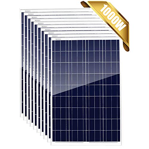 1000 Watt 12V Pannelli solari policristallini Confezione da 10 moduli fotovoltaici ad alta efficienza 12 24 Volt Caricabatteria per camper, tetto, rimorchio