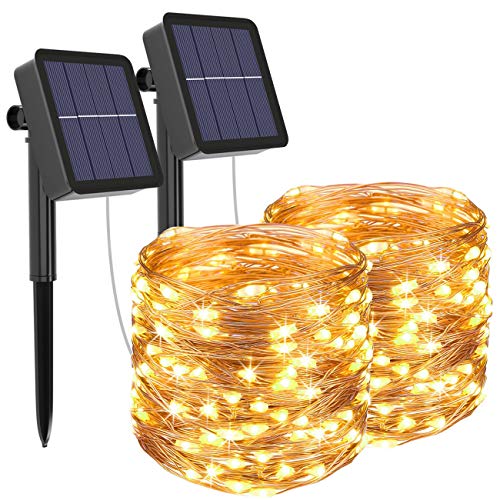 [2 Pacchi] Luci Solari Esterno, Litogo 12m 120 LED Catena Luminosa Esterno Filo Luci Led 8 modalità Lucine da Esterno Decorative Per Giardino, Natale, Patio, Cancello, Cortile, Matrimonio, Festa