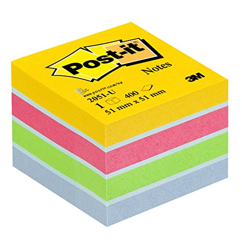 Post-it Notes Mini Cubo, 51 x 51 mm, 400 Fogli, Multicolore (Ultra)