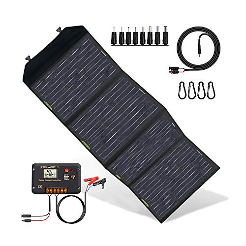 ECO-WORTHY Kit di Pannelli solari Pieghevoli Aggiornamento 120 W con Controller 20ACharge per Suaoki/Goal Zero Yeti/Rockpals Generatore Portatile di centrali elettriche Banca Batteria Dispositivi