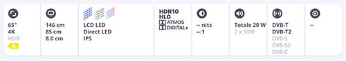 Caratteristiche-Sony XG7005 TV SMART 65